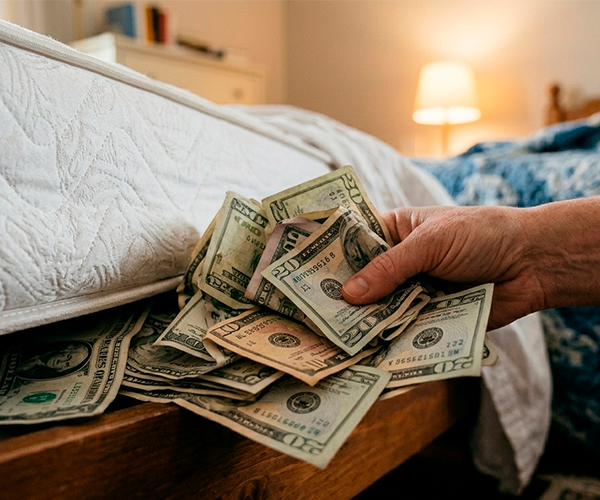 guardar dinero bajo el colchon